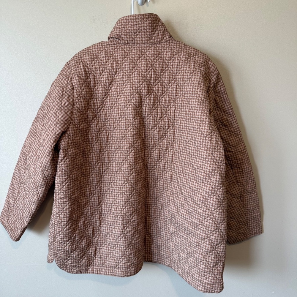 Lands End‎ Womens Jacket 1X Brown Houndstooth Quilted PrimaLoft Button Front - Picture 4 of 9